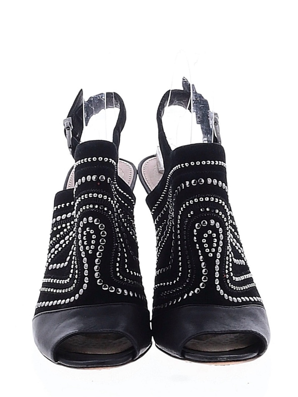 Vince Camuto Black Stud-Embellished Open-Toe Slingback Heels